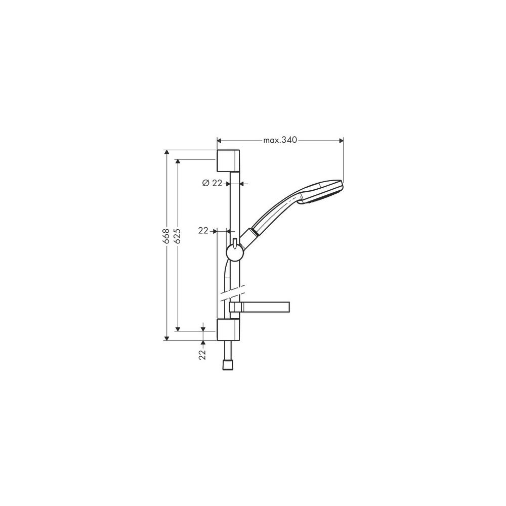 hansgrohe Croma 100 Brauseset Vario mit Brausestange 650mm 18l/min Seifenschale, Ch... HANSGROHE-27772000 4011097537405 (Abb. 3)