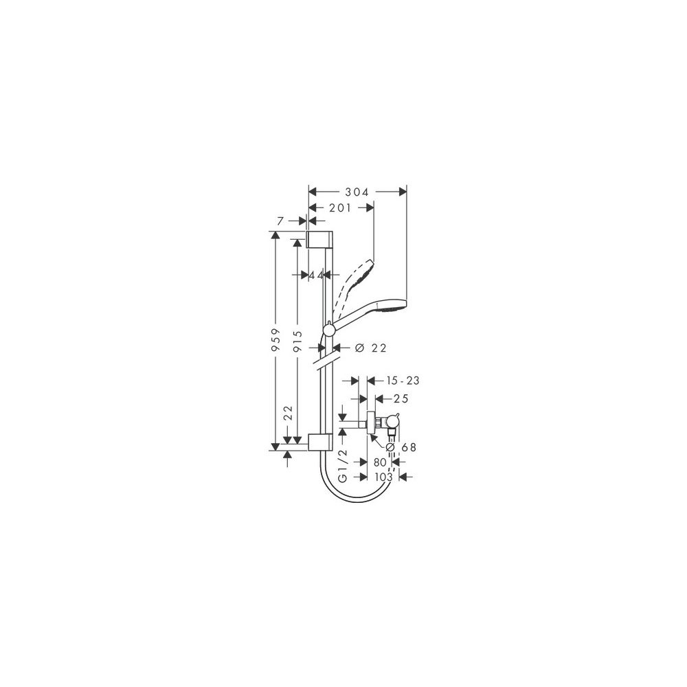 hansgrohe Croma Select E Brausesystem Aufputz Vario, 900mm Brausestange, Weiß/Chrom... HANSGROHE-27082400 4011097755250 (Abb. 3)