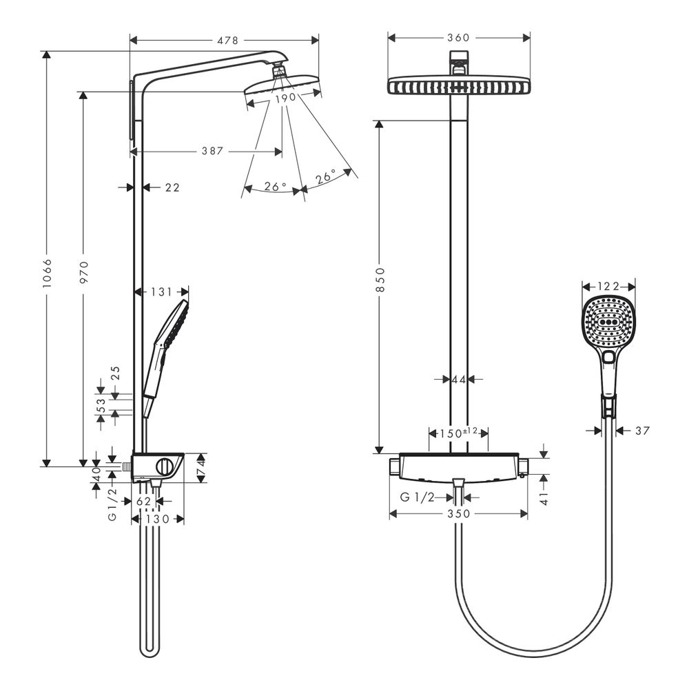 hansgrohe Raindance E Showerpipe 360mm 1jet 15l/min mit Thermostat, Chrom... HANSGROHE-27112000 4011097679549 (Abb. 4)