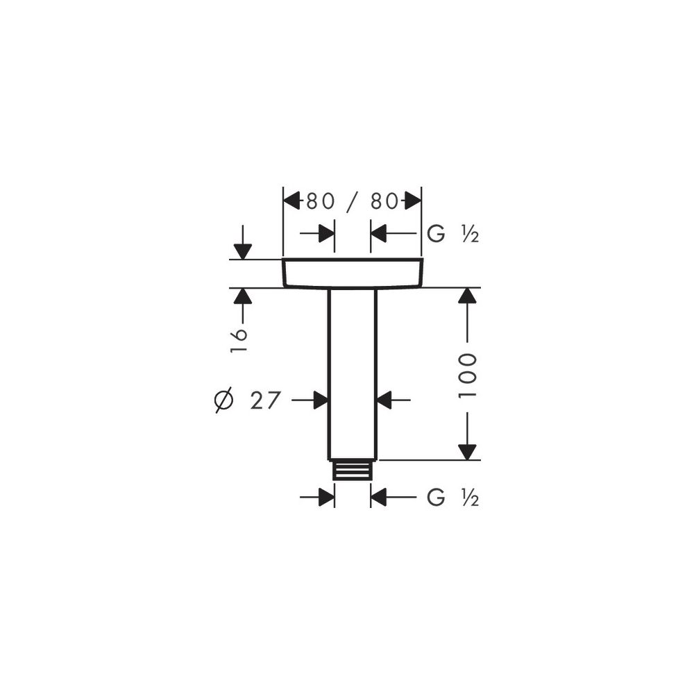 hansgrohe Decken-Anschlussstück E DN 15, 100mm, Chrom... HANSGROHE-27467000 4011097759753 (Abb. 3)