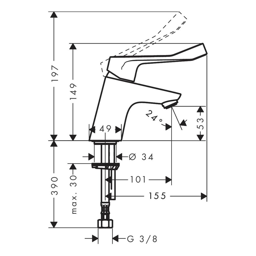 hansgrohe Focus Einhebel-Waschtischmischer 70mm 5l/min ohne Garnitur mit extra lang... HANSGROHE-31914000 4011097757421 (Abb. 3)