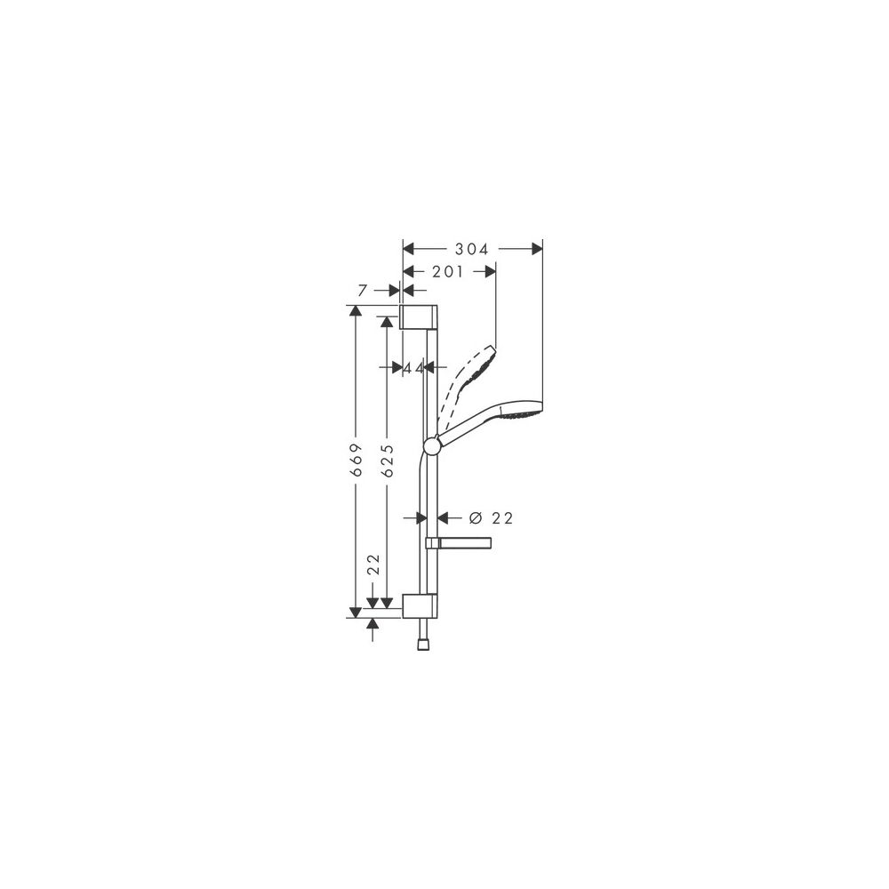 hansgrohe Croma Select S Brauseset 110mm Vario mit Brausestange 650mm 14,7l/min Sei... HANSGROHE-26566400 4011097767048 (Abb. 3)