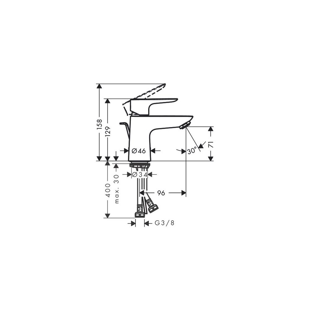 Hansgrohe Talis E Einhebel-Waschtischmischer 80mm, LowFlow mit Zugstangen-Ablaufgar... HANSGROHE-71727000 4059625807965 (Abb. 2)