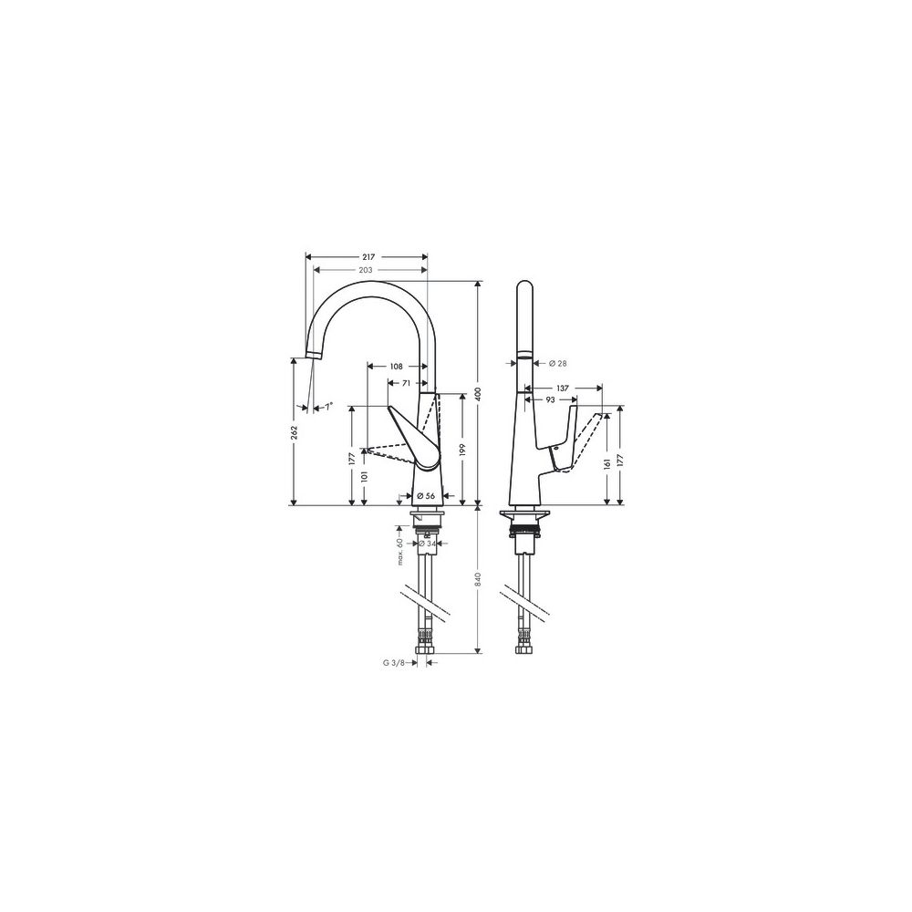 hansgrohe Talis M51, Einhebel-Küchenmischer 260mm 4,5l/min Chrom, 1jet EcoSmart... HANSGROHE-72816000 4059625198155 (Abb. 3)