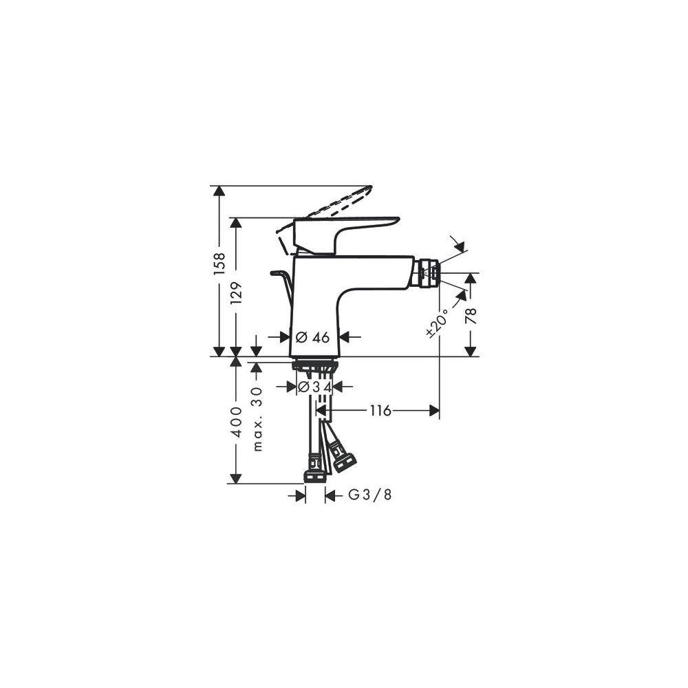 hansgrohe Talis E Einhebel-Bidetmischer 5l/min Mattweiß mit Zugstangen-Garnitur... HANSGROHE-71720700 4059625250426 (Abb. 3)