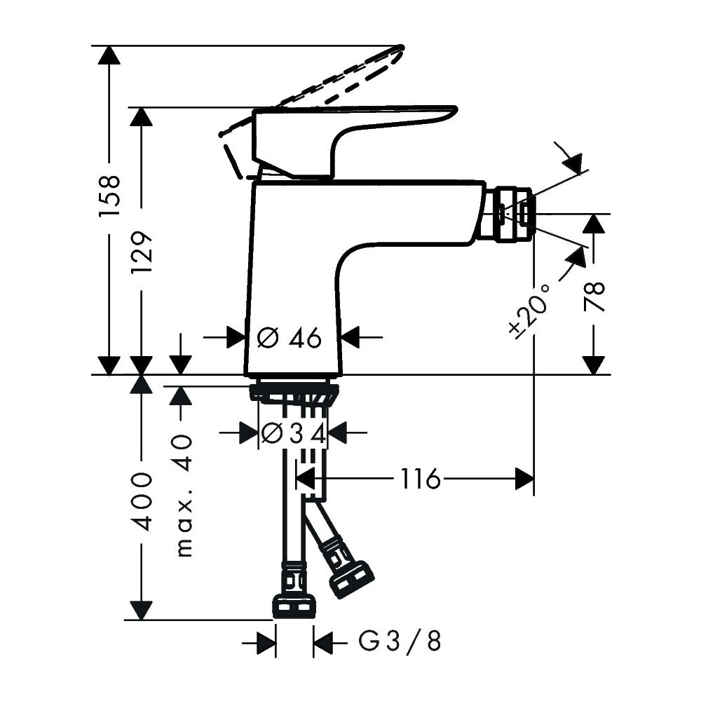 hansgrohe Talis E Einhebel-Bidetmischer 5l/min Chrom mit Push-Open Garnitur... HANSGROHE-71721000 4011097770802 (Abb. 3)