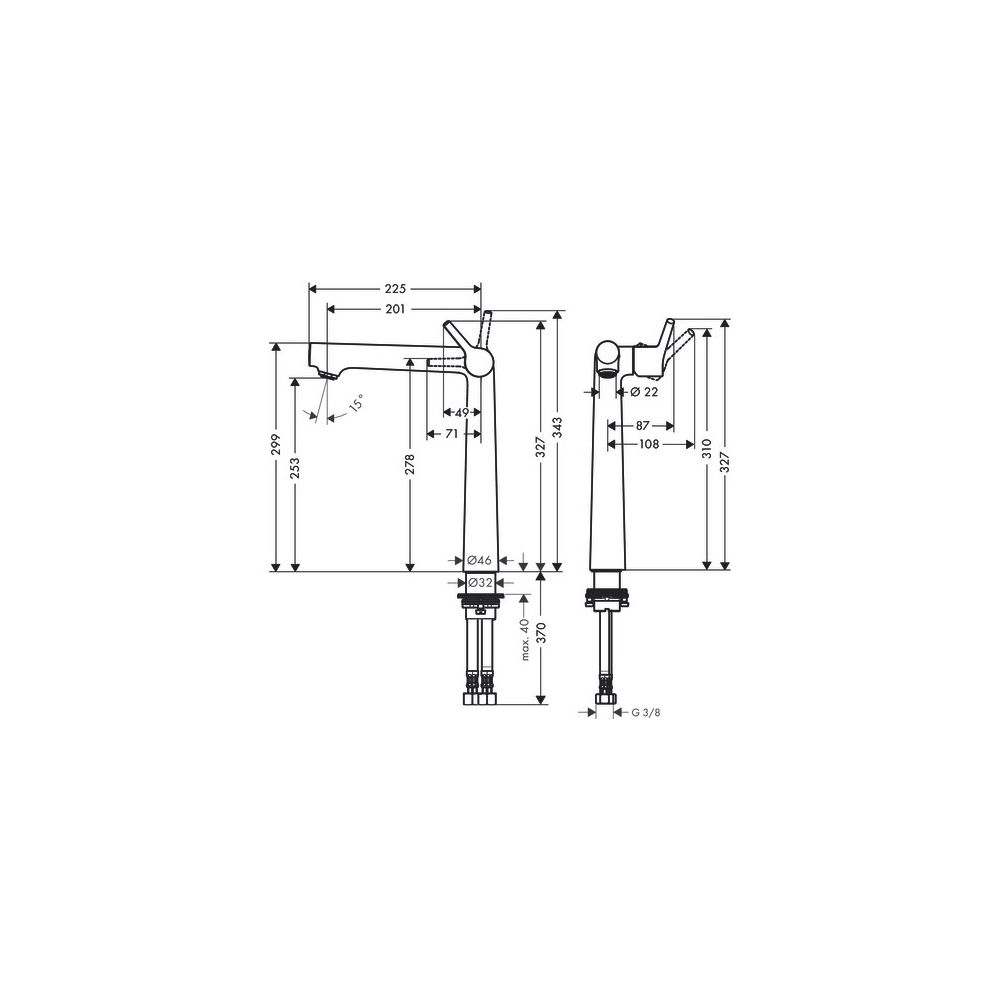 Hansgrohe Talis S Einhebel-Waschtischmischer 250mm 5l/min ohne Garnitur, Chrom... HANSGROHE-72116000 4011097782515 (Abb. 3)