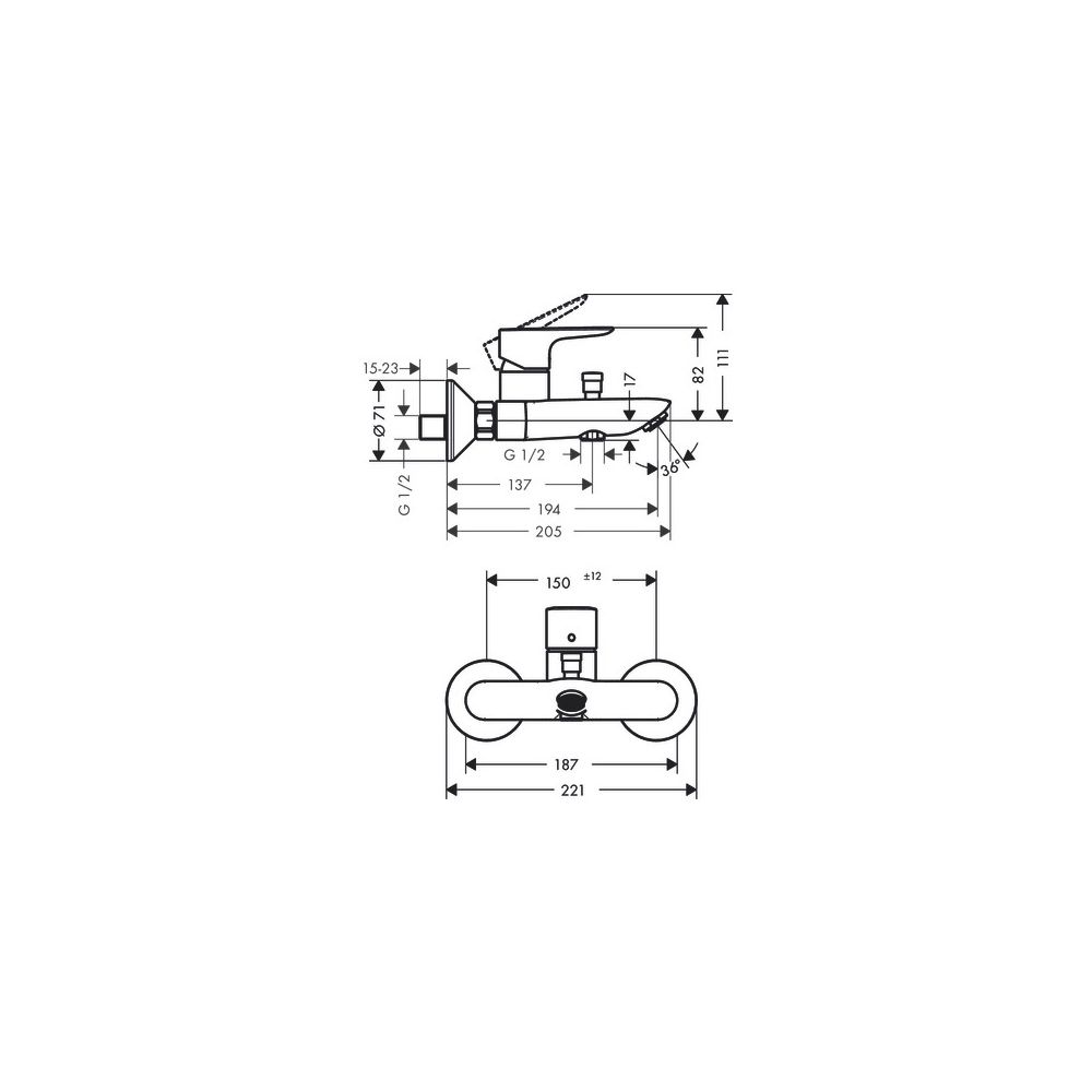 hansgrohe Talis E Einhebel-Wannenmischer Aufputz 19,2l/min, Mattweiß... HANSGROHE-71740700 4059625232255 (Abb. 3)