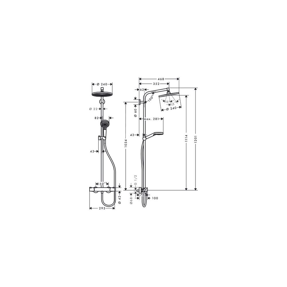 hansgrohe Crometta S Showerpipe 240mm 1jet 6,7l/min EcoSmart mit Thermostat, Chrom... HANSGROHE-27268000 4011097775937 (Abb. 3)