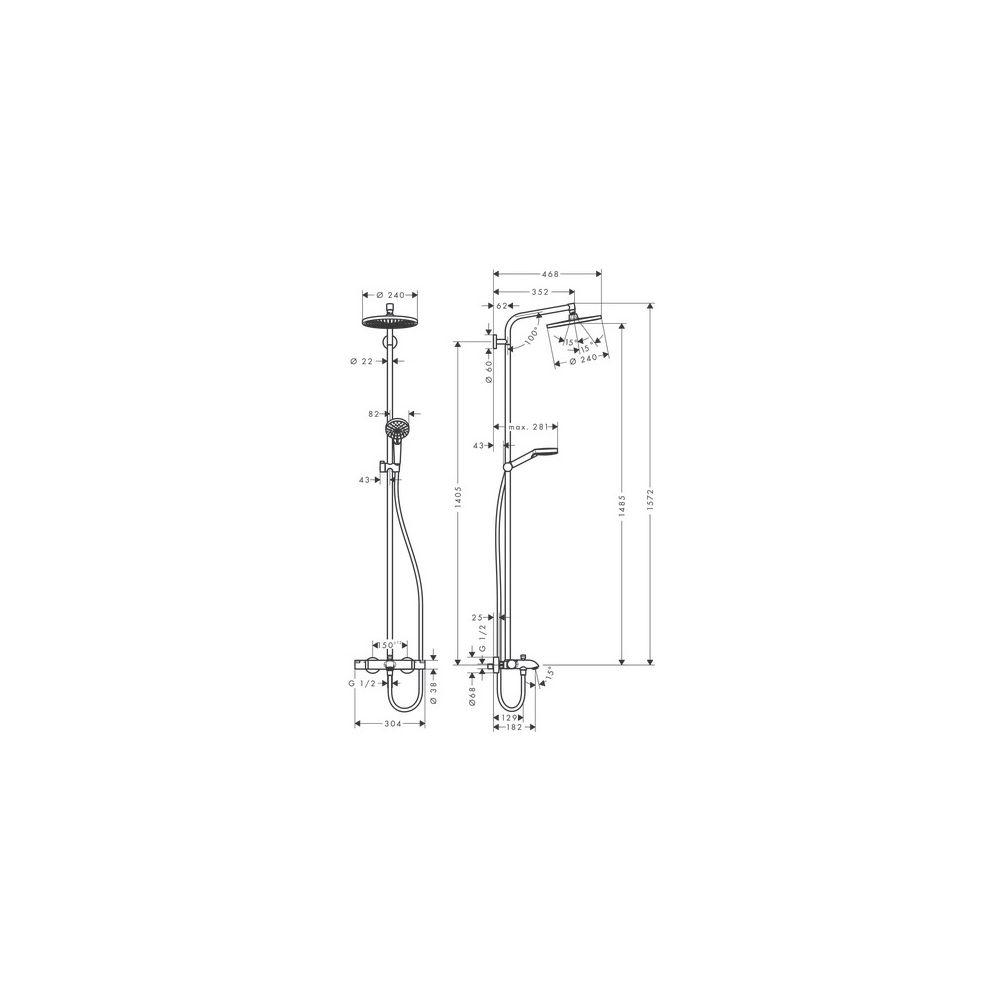 hansgrohe Crometta S Showerpipe 240mm 1jet 20,5l/min mit Wannenthermostat, Chrom... HANSGROHE-27320000 4011097801674 (Abb. 4)