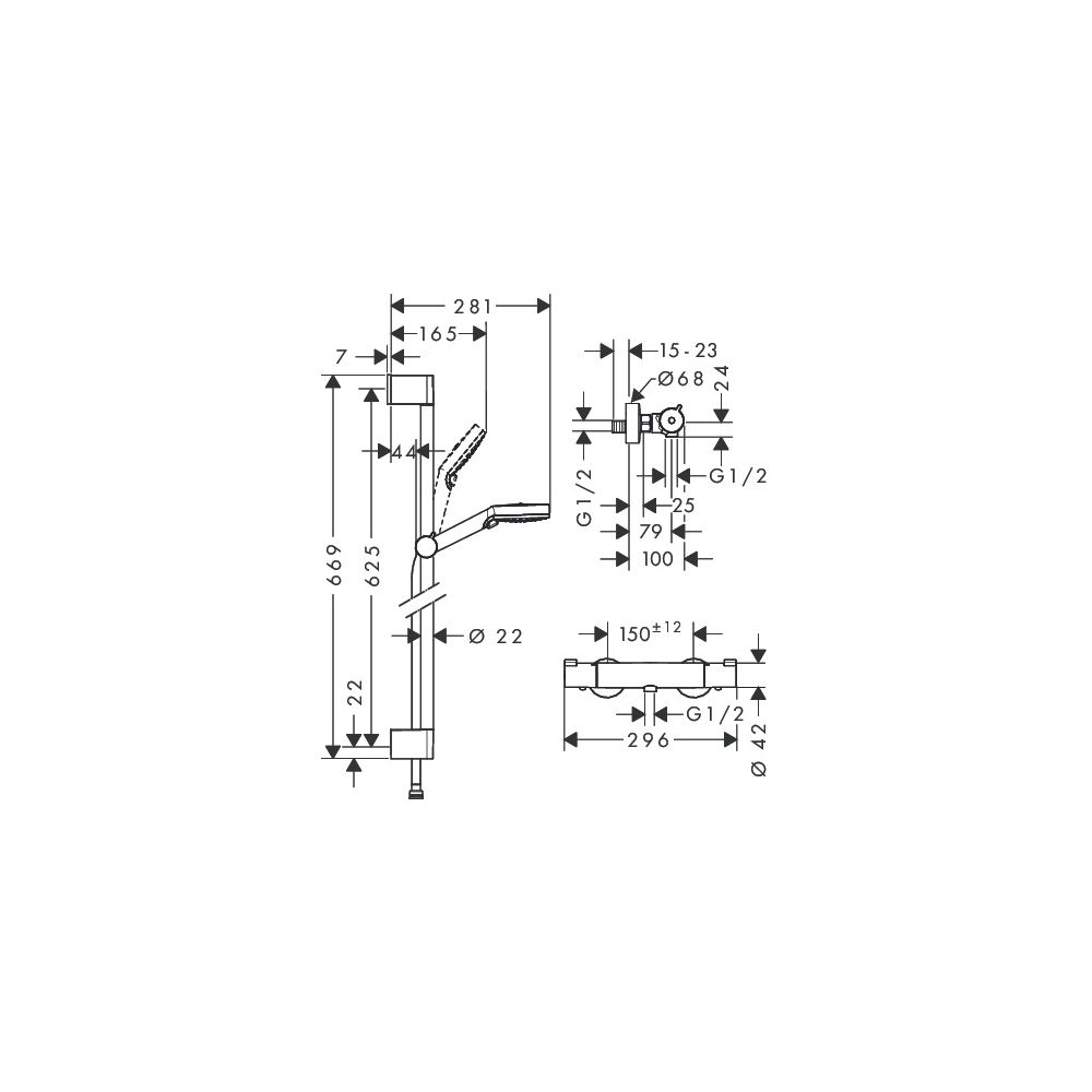 hansgrohe Crometta Brausesystem Aufputz Vario mit Ecostat 1001 CL Thermostat, Braus... HANSGROHE-27812400 4011097803265 (Abb. 3)