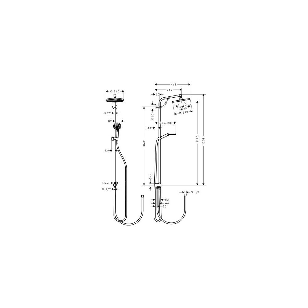 hansgrohe Crometta S Showerpipe 240mm 1jet 9l/min EcoSmart Reno, Chrom... HANSGROHE-27270000 4011097775913 (Abb. 3)