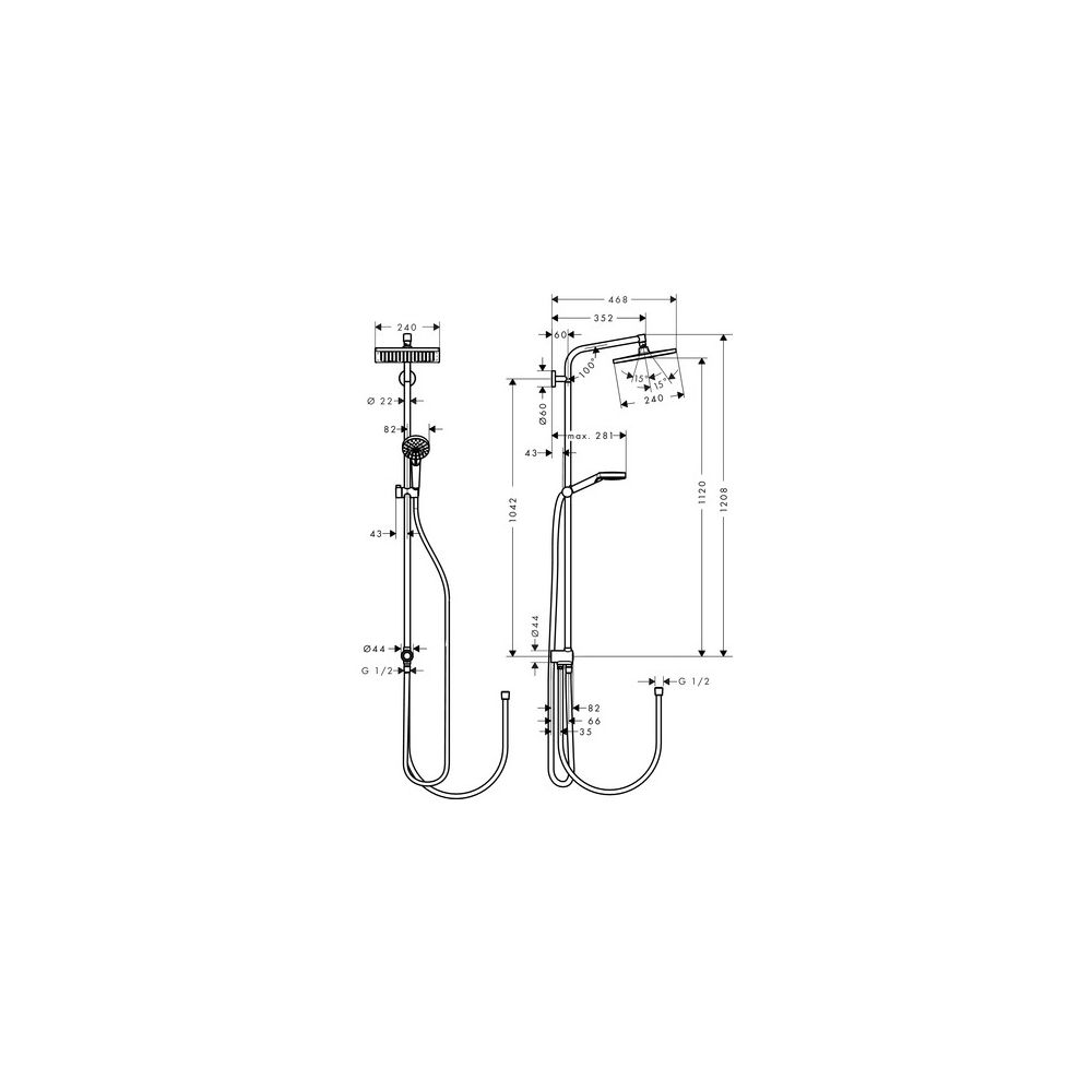 hansgrohe Crometta E Showerpipe 240mm 1jet 9l/min EcoSmart Reno, Chrom... HANSGROHE-27289000 4011097775876 (Abb. 3)