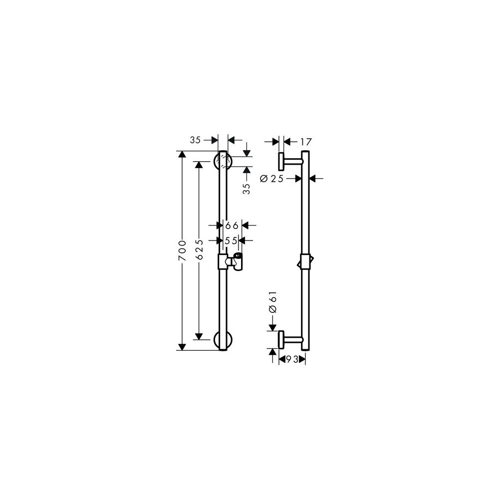 hansgrohe Unica Brausestange Comfort 700mm, Chrom... HANSGROHE-26401000 4011097804255 (Abb. 4)