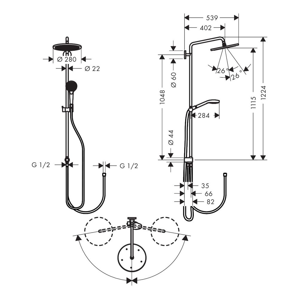 hansgrohe Croma Select S Showerpipe 280mm 1jet 10,2l/min Reno, Chrom... HANSGROHE-26793000 4011097806280 (Abb. 4)