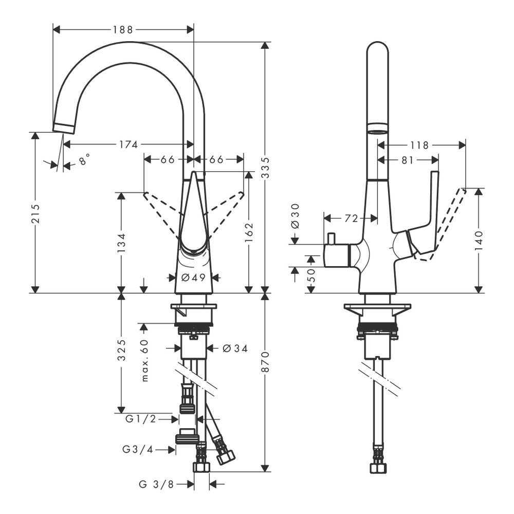 hansgrohe Spültischmischer 220 Talis M51 Geräteabsperrventil 1jet chrom... HANSGROHE-72811000 4011097823638 (Abb. 3)