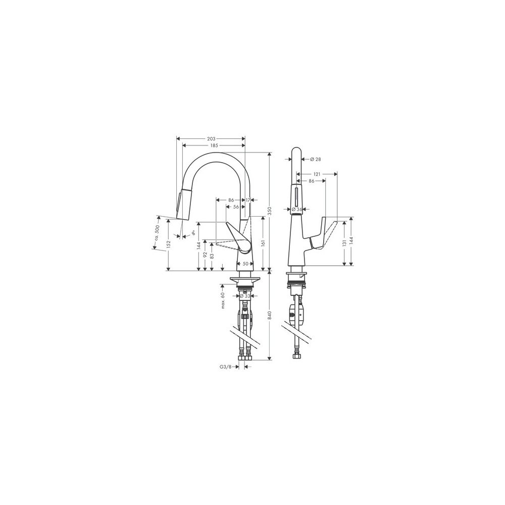 hansgrohe Talis M51, Einhebel-Küchenmischer 160mm 9l/min Chrom, 2jet Ausziehbrause... HANSGROHE-72815000 4011097823607 (Abb. 3)