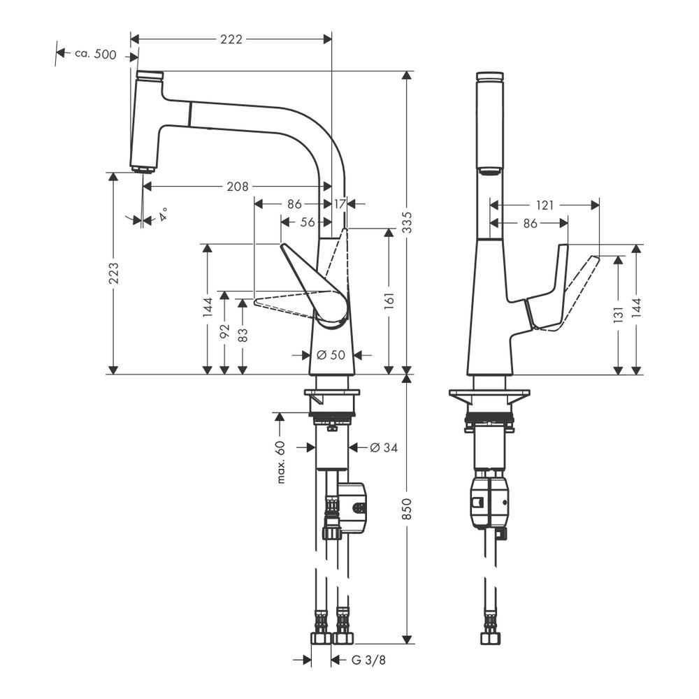 hansgrohe Talis Select M51, Einhebel-Küchenmischer 220mm 8l/min Chrom, Ausziehausla... HANSGROHE-72822000 4011097823584 (Abb. 3)