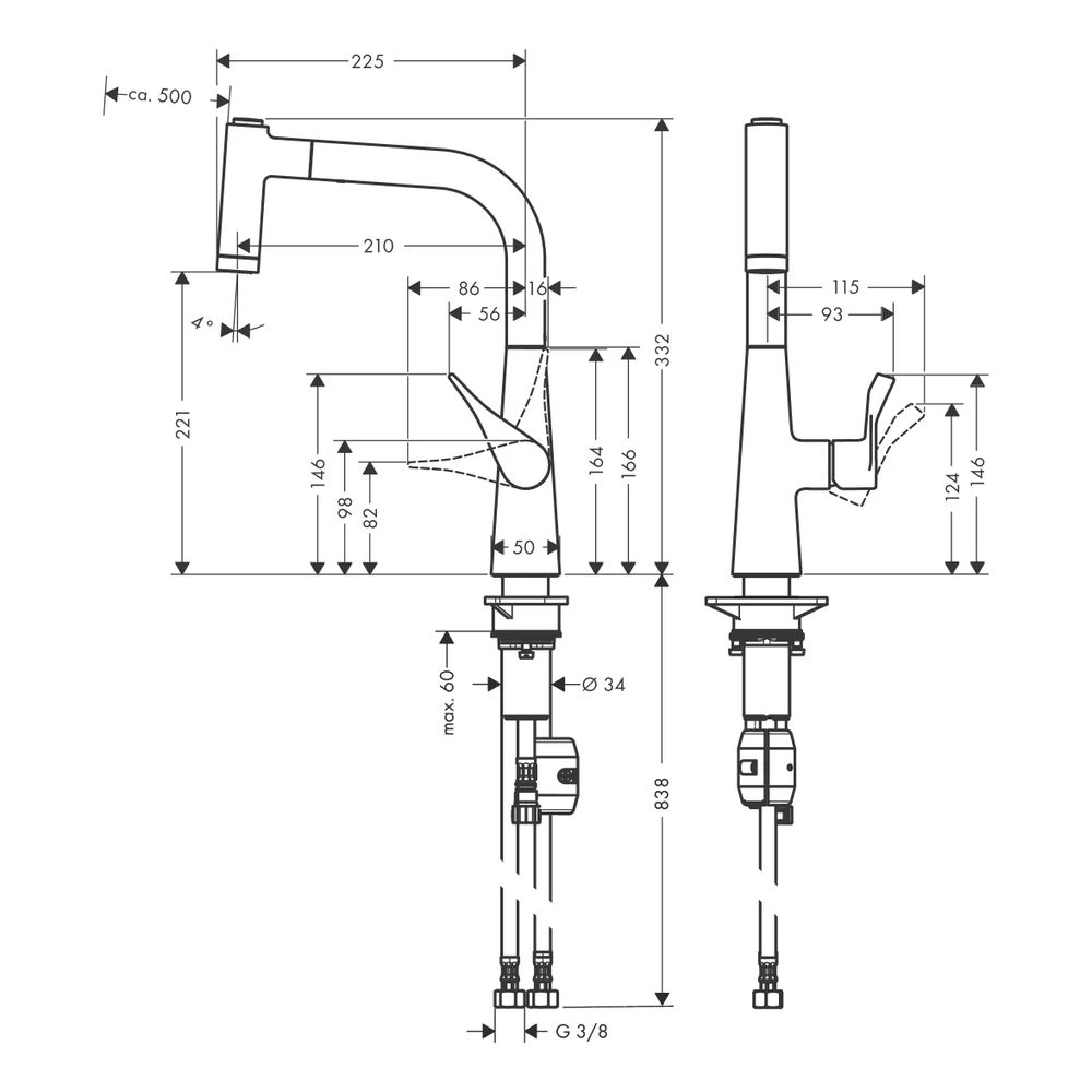 hansgrohe Metris M71 Einhebel-Küchenmischer 220mm 9l/min Chrom, mit Ausziehbrause, ... HANSGROHE-14834000 4011097823690 (Abb. 3)