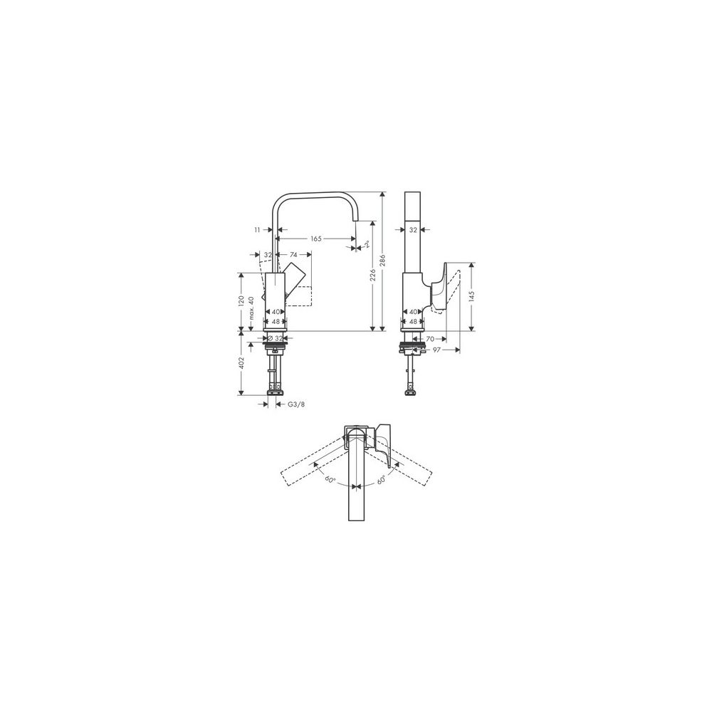 hansgrohe Metropol Einhebel-Waschtischmischer 230mm 5l/min Chrom Ausladung 165mm, H... HANSGROHE-32511000 4011097812588 (Abb. 4)