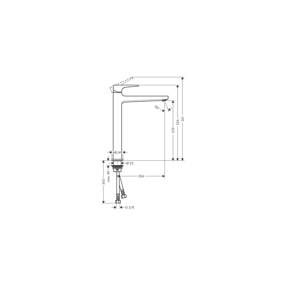 hansgrohe Metropol Einhebel-Waschtischmischer 260mm 5l/min Mattweiß 204mm, Hebelgri... HANSGROHE-32512700 4059625231517 (Abb. 3)