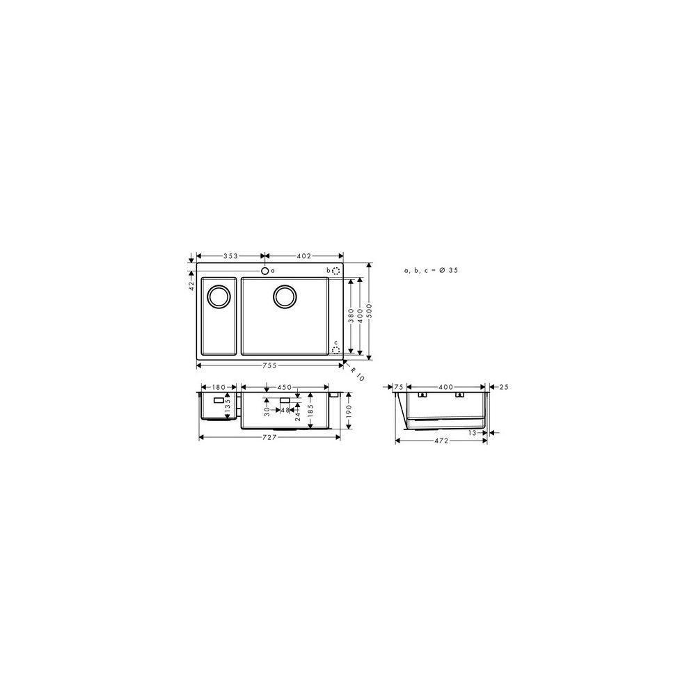 hansgrohe Einbauspüle S71 S711-F655180x450mm, Edelstahl... HANSGROHE-43309800 4059625007143 (Abb. 3)