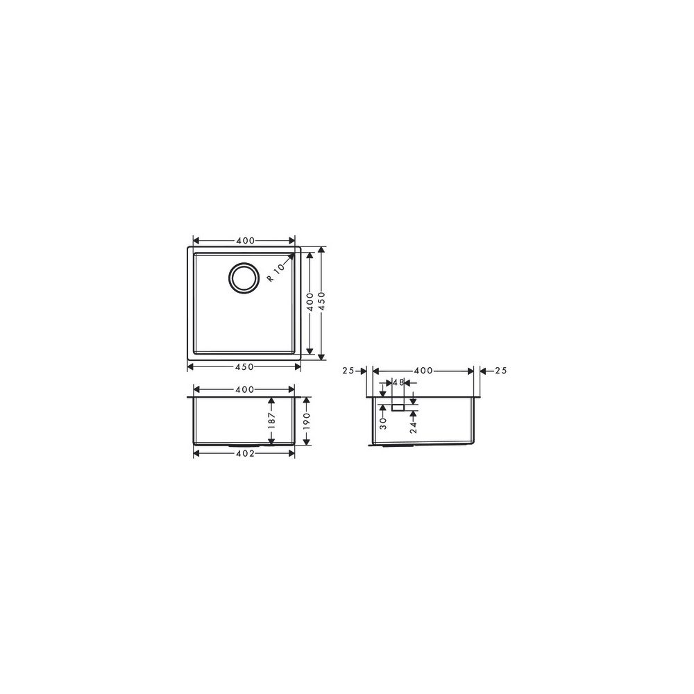 hansgrohe Unterbauspüle S71 S719-U400 400, Edelstahl... HANSGROHE-43425800 4059625007181 (Abb. 3)