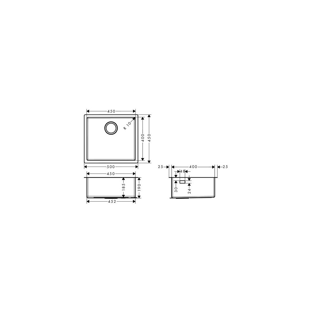 hansgrohe Unterbauspüle S71 S719-U450 450, Edelstahl... HANSGROHE-43426800 4059625007198 (Abb. 4)