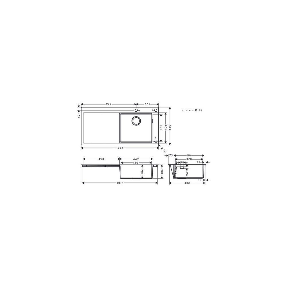 hansgrohe Einbauspüle S71 S717-F450450 mit Abtropffläche links, Edelstahl... HANSGROHE-43307800 4059625007112 (Abb. 3)