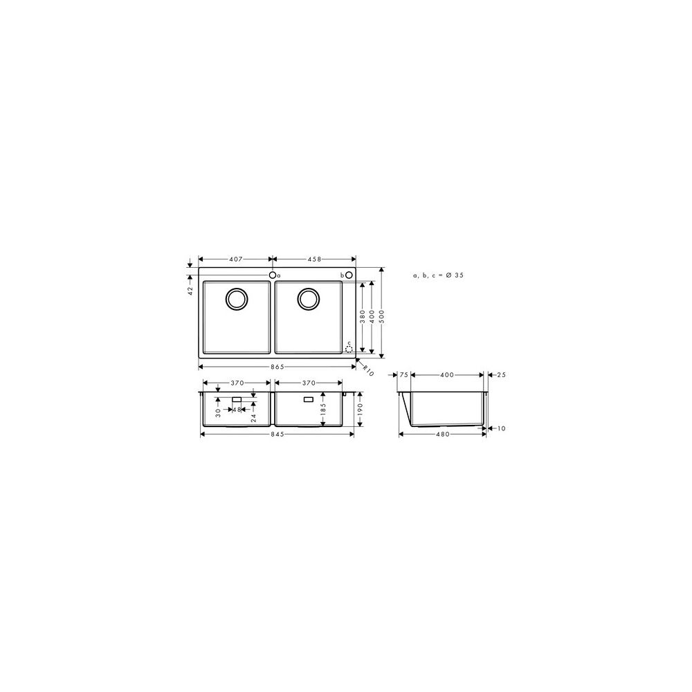 hansgrohe Einbauspüle S71 S712-F765370x370mm, Edelstahl... HANSGROHE-43311800 4059625007174 (Abb. 3)