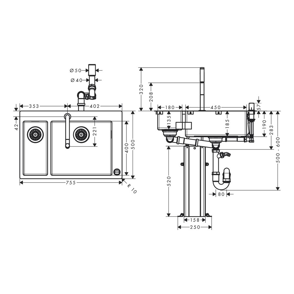 hansgrohe Spülencombi 180x450 C71-F655-09 chrom... HANSGROHE-43206000 4059625007013 (Abb. 4)