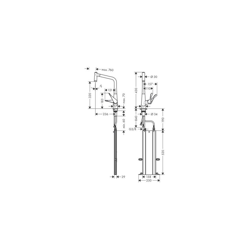 Hansgrohe Metris M71 Einhebel-Küchenmischer 320mm 10l/min Chrom, Ausziehbrause, 2je... HANSGROHE-73801000 4059625017616 (Abb. 4)