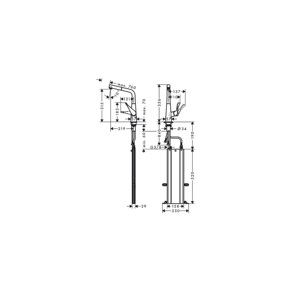 hansgrohe Metris M71 Einhebel-Küchenmischer 320mm 7,7l/min Chrom, Ausziehauslauf, 1... HANSGROHE-73812000 4059625017494 (Abb. 5)