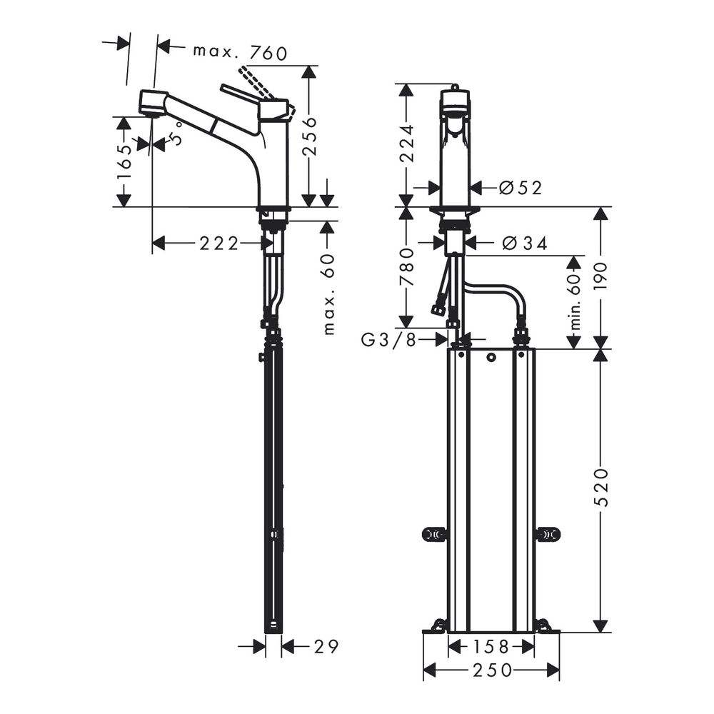 hansgrohe Spültischmischer 170 Talis M52 Ausziehbrause 2jet sBox chrom... HANSGROHE-73860000 4059625017364 (Abb. 4)