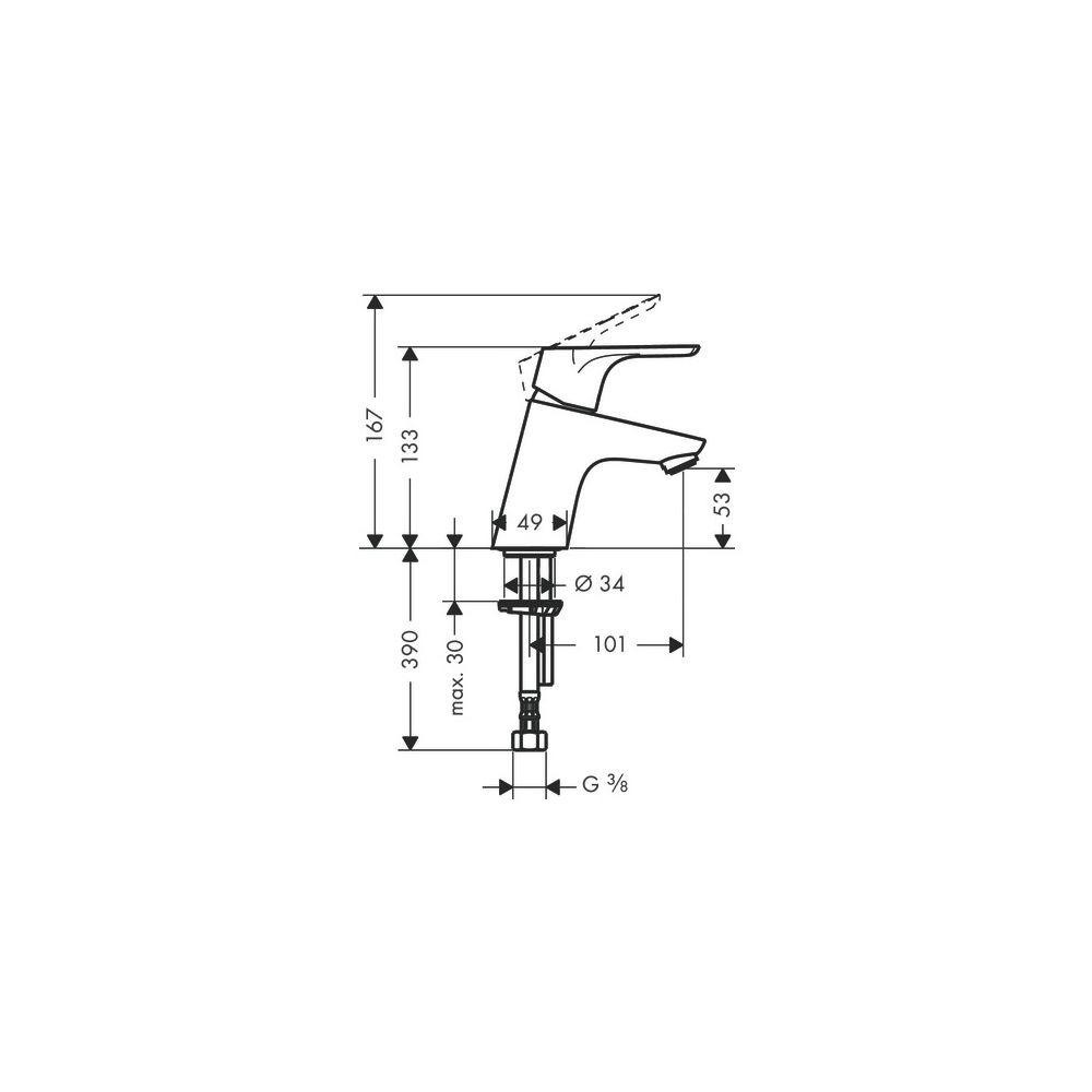 hansgrohe Focus Standventil 70mm, mit Hebelgriff für Kaltwasser oder vorgemischtes ... HANSGROHE-31130000 4011097679396 (Abb. 3)