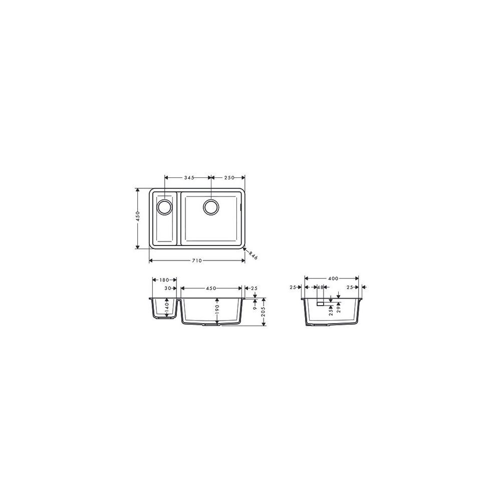 hansgrohe Unterbauspüle S51 S510-U635 180x450mm, Steingrau... HANSGROHE-43433290 4059625104835 (Abb. 4)