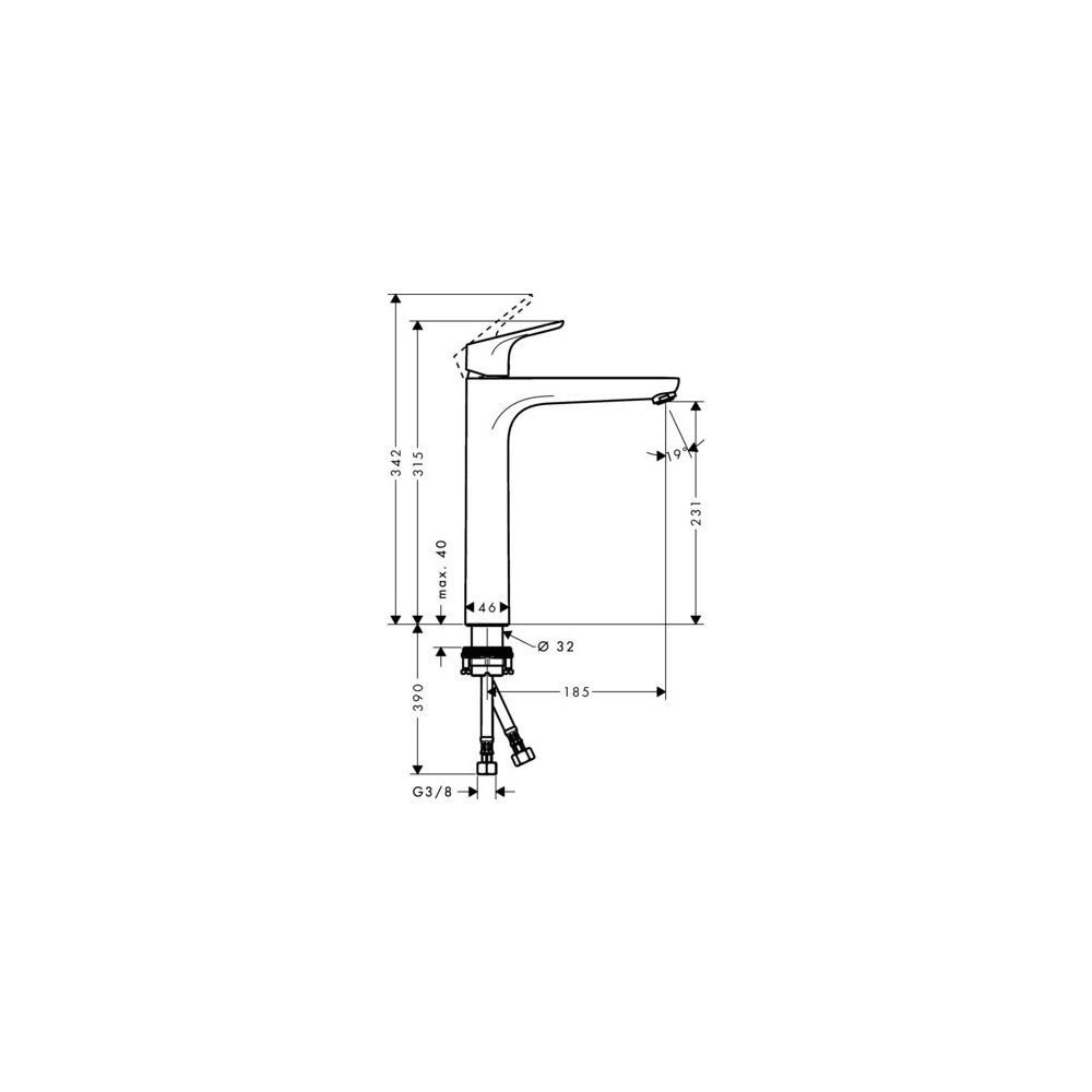 hansgrohe Focus Einhebel-Waschtischmischer 230mm 5l/min ohne Garnitur, Chrom... HANSGROHE-31532000 4011097795218 (Abb. 3)