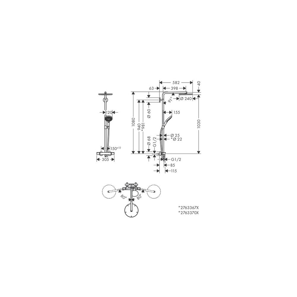 hansgrohe Raindance Select S Showerpipe 240mm 1jet 16l/min PowderRain Bronze gebürs... HANSGROHE-27633140 4059625230978 (Abb. 3)