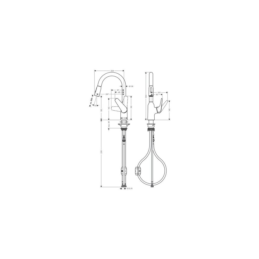 hansgrohe Focus M42 Einhebel-Küchenmischer 180mm 8l/min 2jet, Chrom, Ausziehbrause... HANSGROHE-71801000 4059625085103 (Abb. 4)