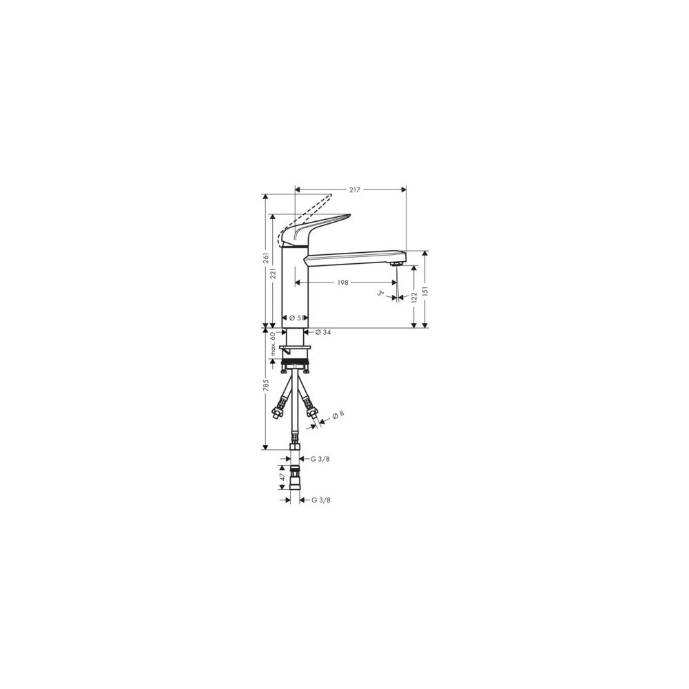 hansgrohe Focus M42 Einhebel-Küchenmischer 120mm 5l/min Niederdruck/offene Warmwass... HANSGROHE-71804000 4059625085059 (Abb. 3)