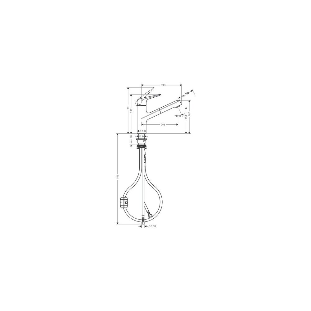 hansgrohe Focus M42 Einhebel-Küchenmischer 150mm 8l/min Ausziehauslauf, 1jet, Chrom... HANSGROHE-71814000 4059625098356 (Abb. 4)