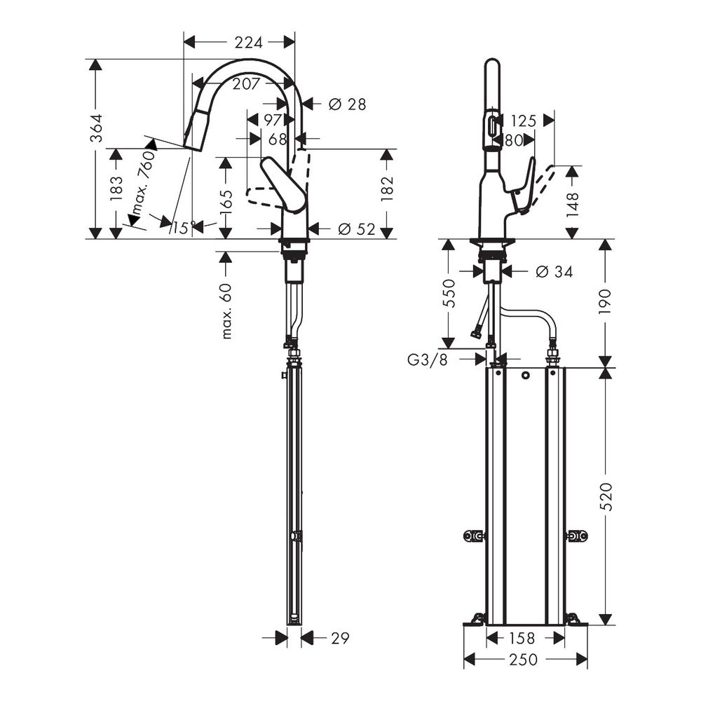 hansgrohe Focus M42 Einhebel-Küchenmischer 180mm 9l/min 2jet, sBox, Chrom, Ausziehb... HANSGROHE-71821000 4059625098394 (Abb. 5)