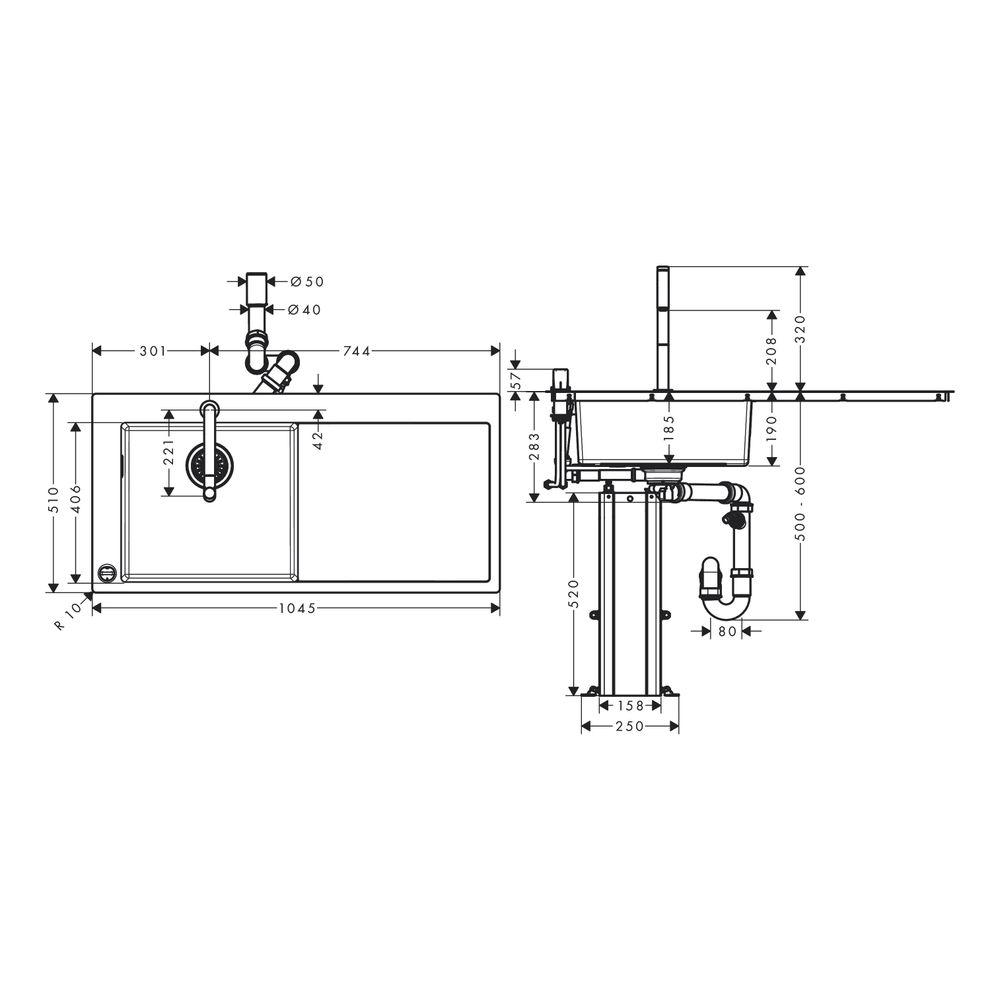 hansgrohe Spülencombi 450 mit Abtropffläche C71-F450-12 chrom... HANSGROHE-43230000 4059625177839 (Abb. 3)