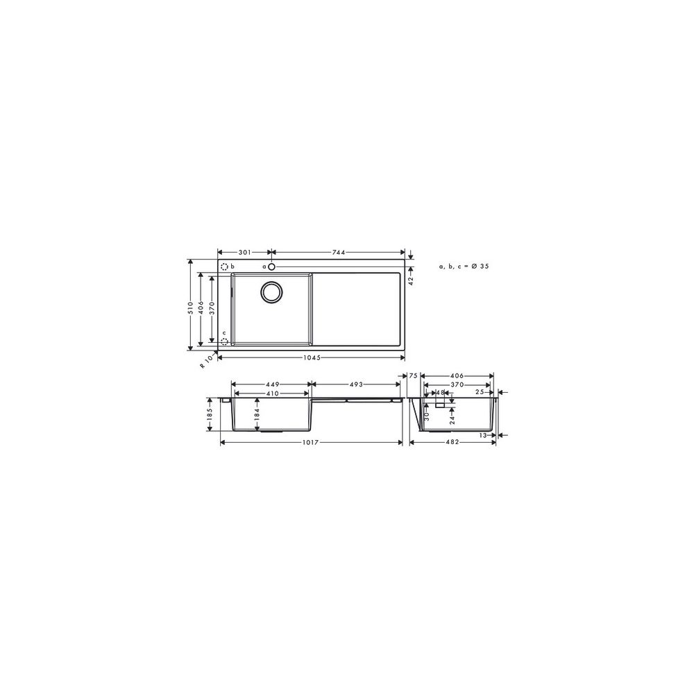 hansgrohe Einbauspüle S71 S716-F450450 mit Abtropffläche rechts, Edelstahl... HANSGROHE-43331800 4059625177792 (Abb. 2)