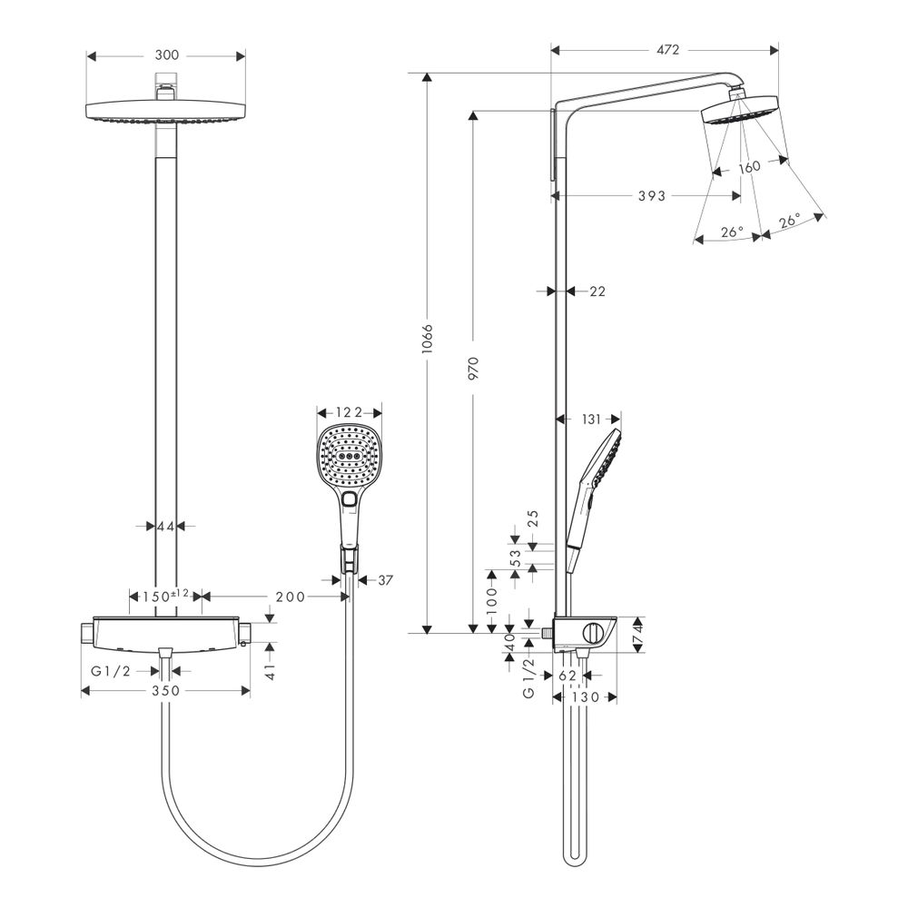 hansgrohe Raindance Select E Showerpipe 300mm 2jet 9l/min EcoSmart mit Thermostat, ... HANSGROHE-27282000 4011097754222 (Abb. 3)