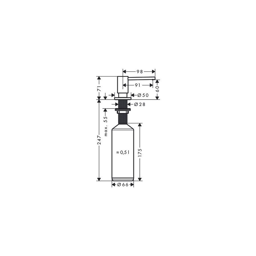 hansgrohe A41 Spülmittelspender/Lotionspender, Edelstahl Finish... HANSGROHE-40438800 4059625131596 (Abb. 3)