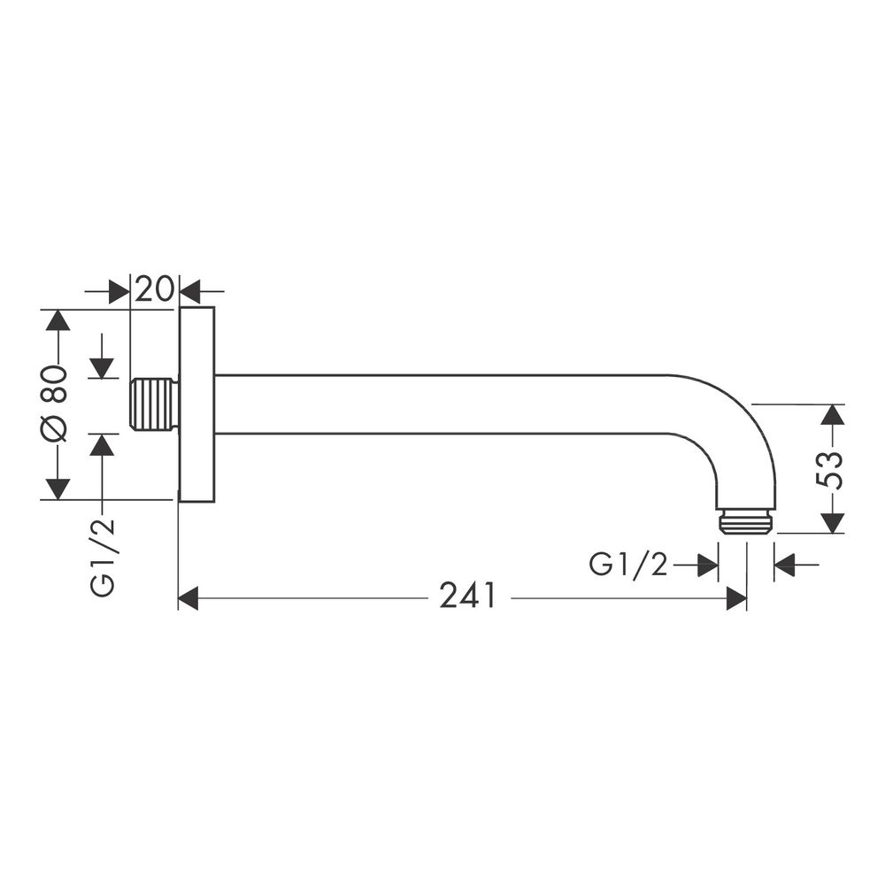 hansgrohe Brausearm DN15 233mm Ausladung 90° Nickel poliert ohne Kugelgelenk... HANSGROHE-27409820 4011097511795 (Abb. 3)