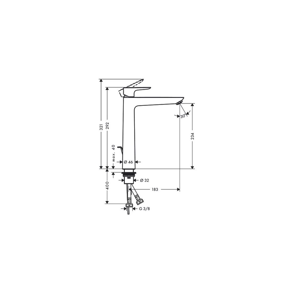 Hansgrohe Talis E Einhebel-Waschtischmischer 240mm, mit Zugstangen-Ablaufgarnitur, ... HANSGROHE-71797140 4059625807736 (Abb. 2)