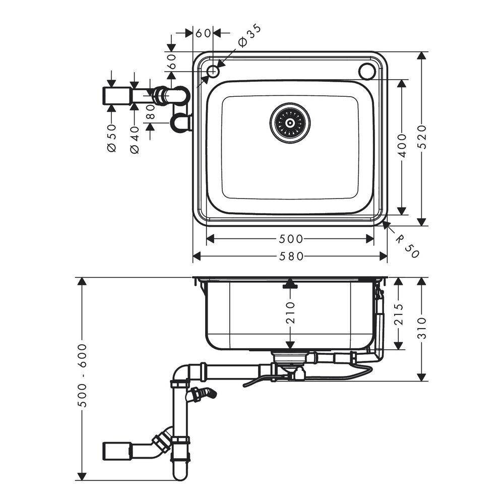 hansgrohe Einbauspüle 500 S412-F500... HANSGROHE-43336800 4059625217498 (Abb. 3)