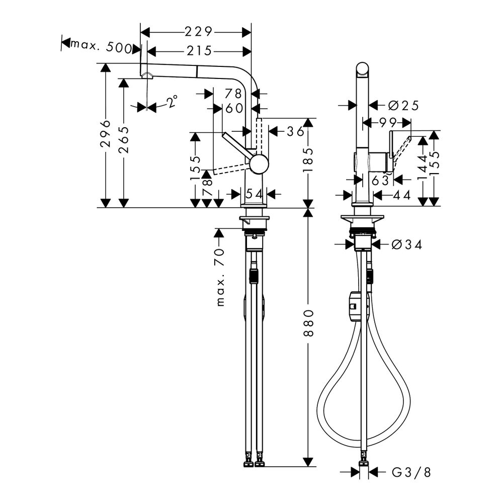 hansgrohe Talis M54, Einhebel-Küchenmischer 270mm 8l/min Schwarz/Chrom gebürstet, 1... HANSGROHE-72808340 4059625405017 (Abb. 2)